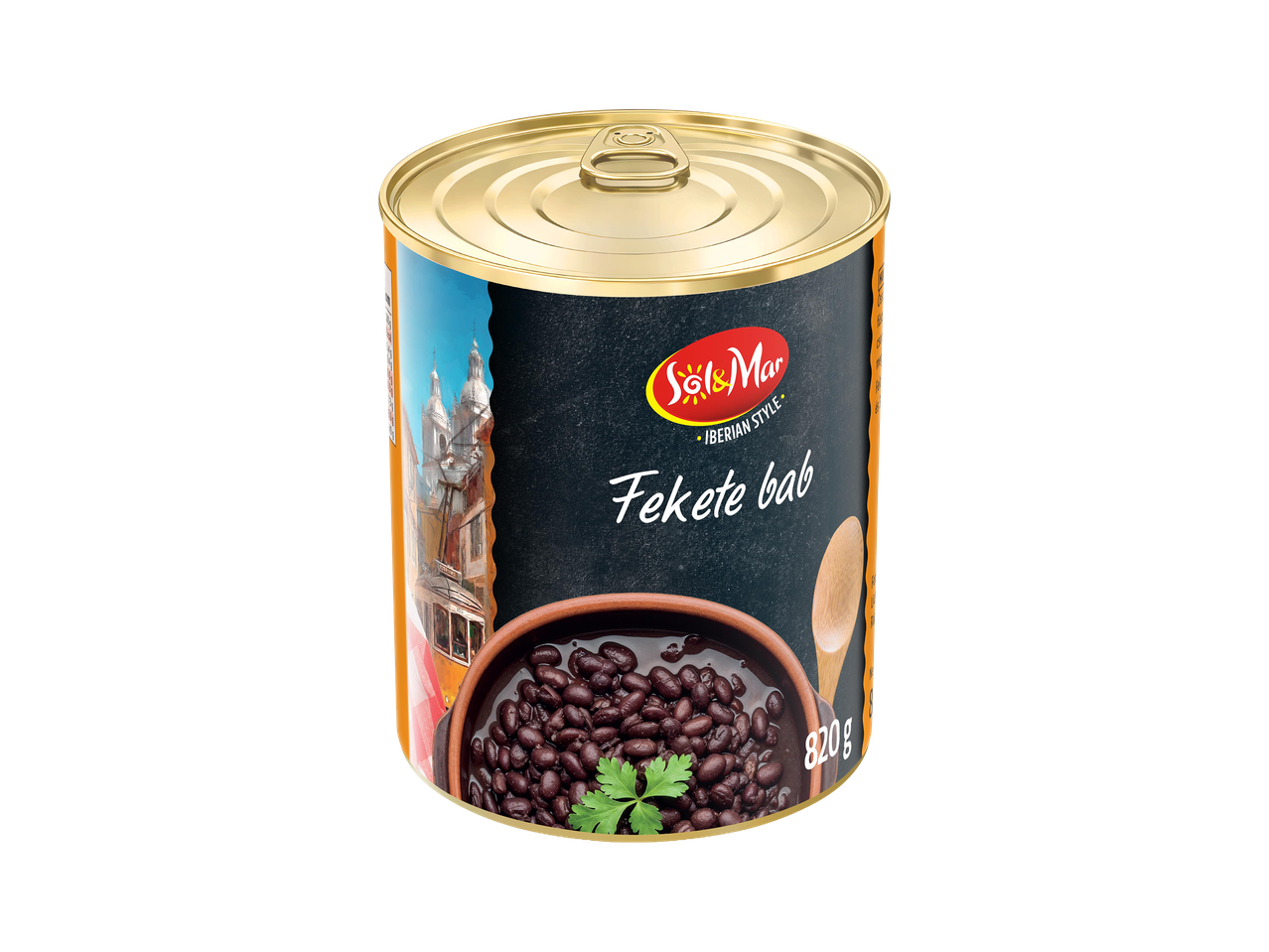 Konzerv fekete bab, ibériai stílusban, 820g-os kiszerelésben.