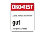 ÖKO-TEST Siegel für Jodsalz mit Fluorid, bewertet mit 'gut', Ausgabe 02/2026.