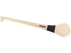 Wooden hurley with a black grip and 'GRASSROOTS SPORTS' logo