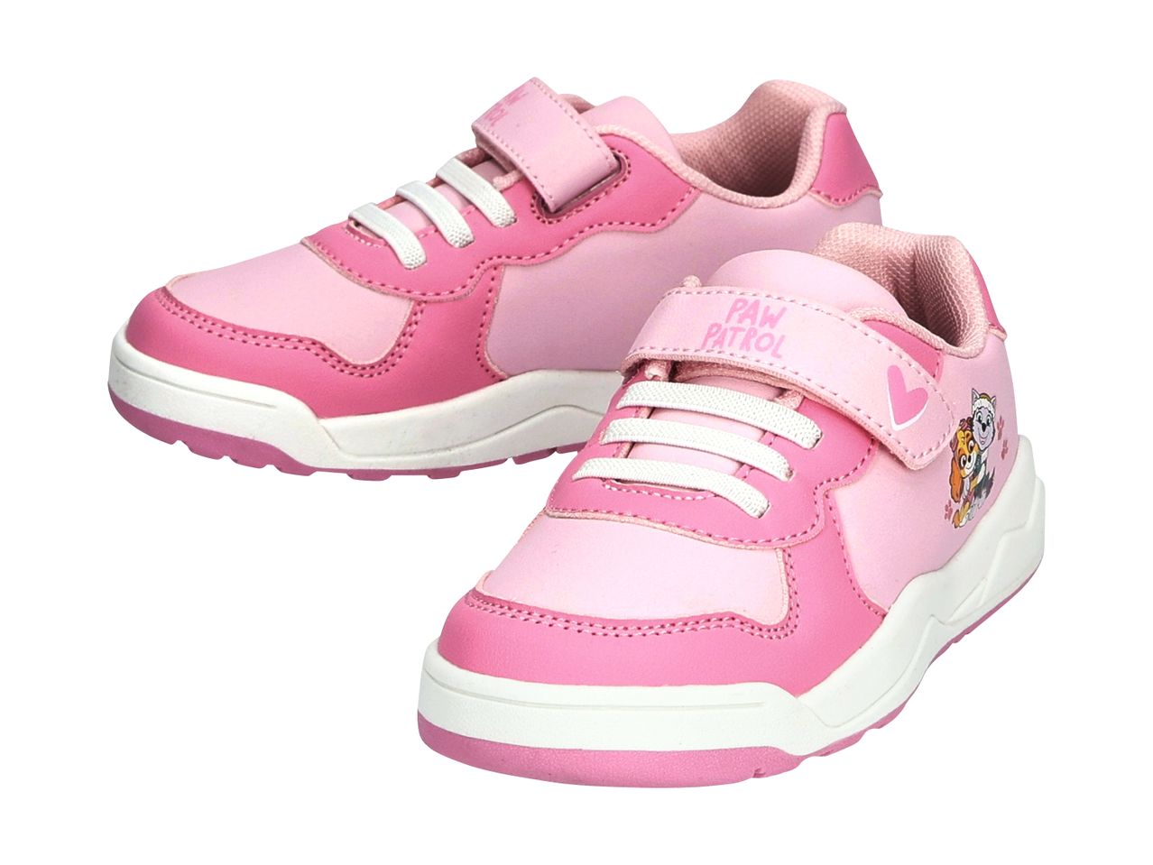 Pink Paw Patrol toddler sneakers with velcro straps.