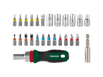 PARKSIDE® Rachet/Socket Bits Set with screwdriver, various bits, and sockets.