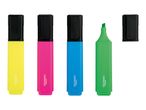 Four Crelando highlighters in yellow, pink, blue, and green, plus one cap.