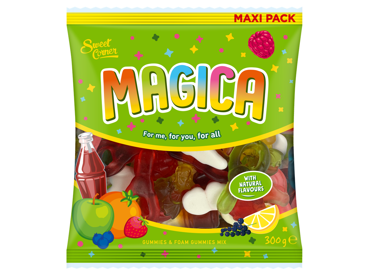 Maxi pakovanje žvakaćih bombona Magica Sweet Corner sa prirodnim aromama.