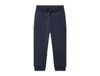 Dark blue sweatpants with an elastic waistband and drawstring