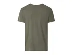 Plain olive green men's t-shirt, back view.