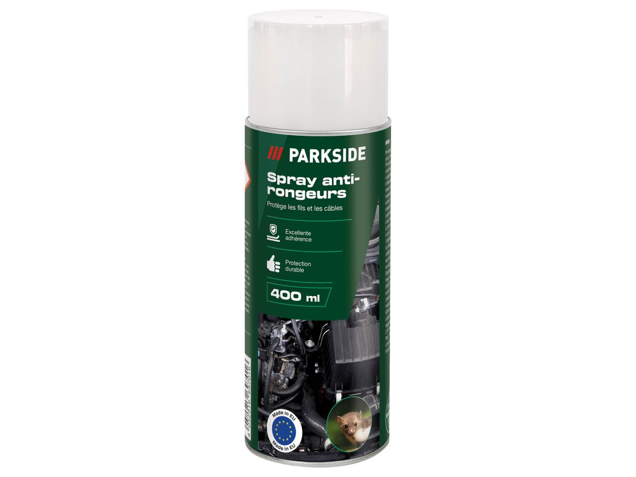 Une bombe aérosol Parkside de 400 ml de spray anti-rongeurs pour protéger les fils et les câbles.