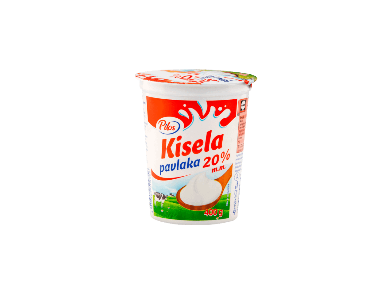 Čaša kisele pavlake sa 20% mlečne masti, 400g.