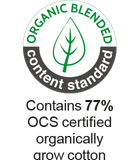 Organic Blended content standard Contains 77% OCS certified organically grow cotton