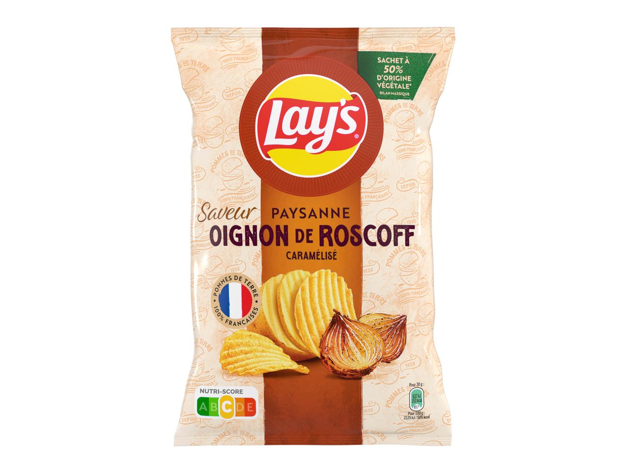 Un paquet de chips Lay's saveur oignon de Roscoff caramélisé.