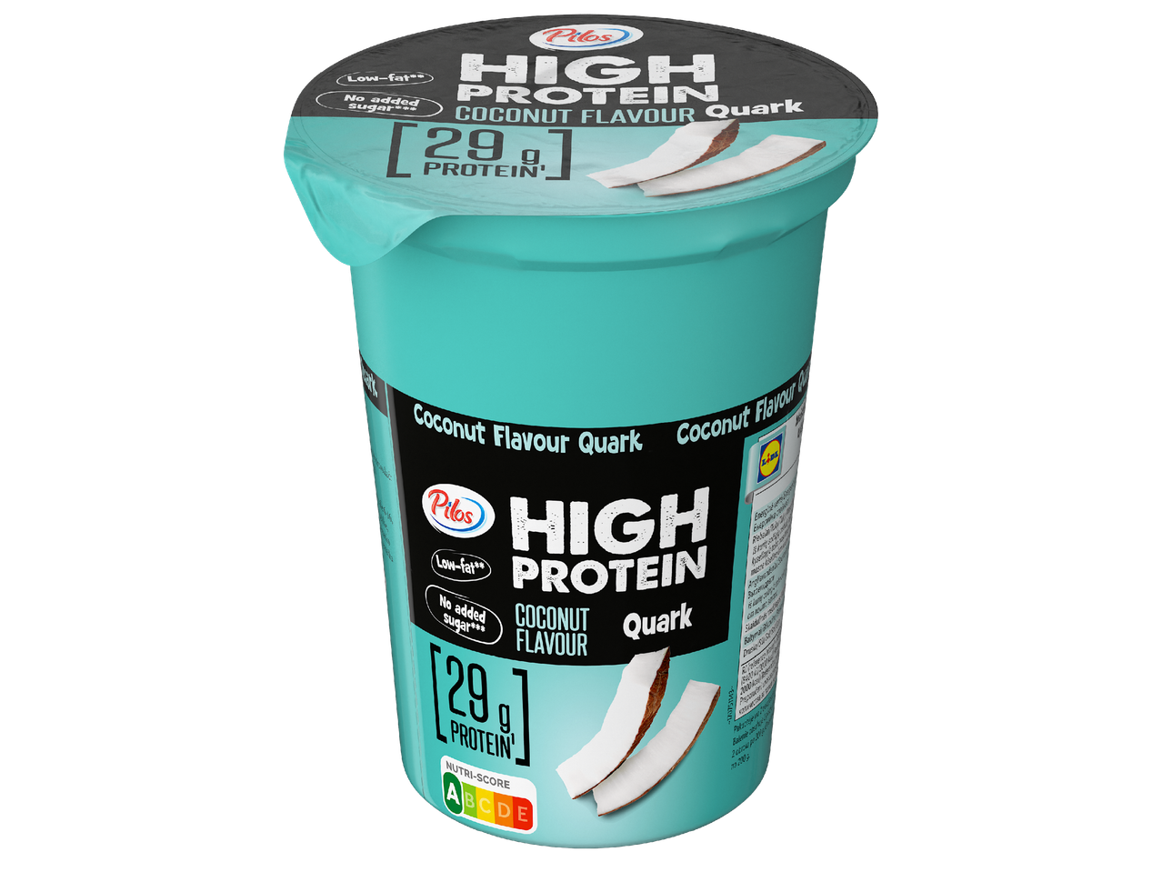 Високопротеинова извара с кокосов вкус, нискомаслена и без добавена захар, 29 г протеин.