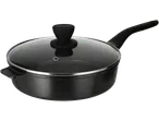 SILVERCREST® Cast Aluminium Sauté Pan with glass lid and long handle