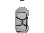 Grey wheeled duffel bag with straps.