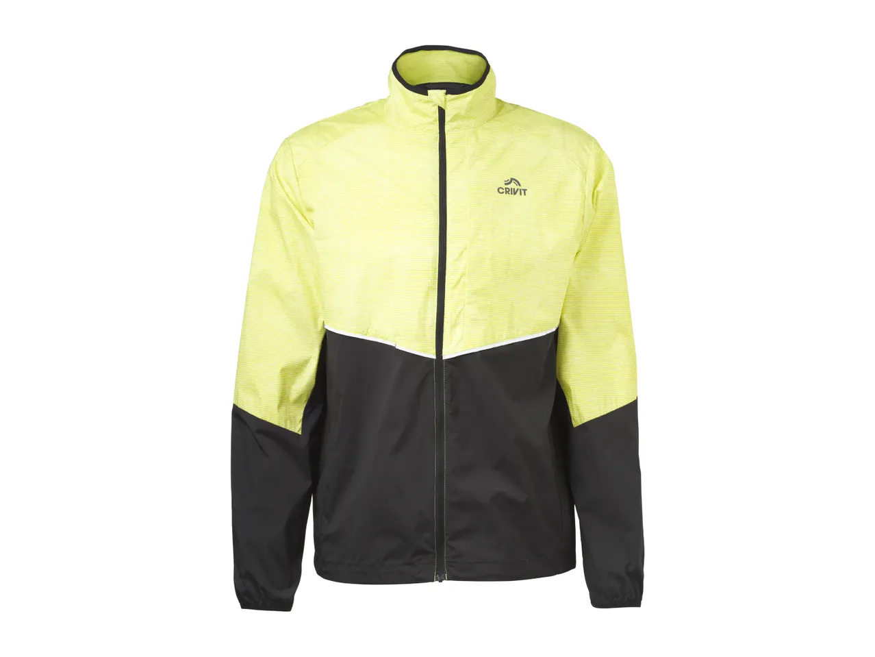 Yellow and black sports jacket with a subtle striped pattern on the yellow sections.