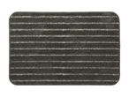 Dark gray striped floor mat.