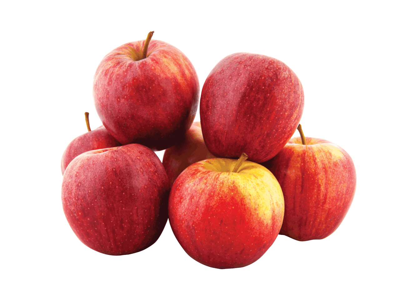 Sarkani āboli ar dzeltenīgiem toņiem, sakrauti kaudzē uz melna fona.