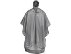 A gray waterproof poncho with a hood and a zippered neck opening.