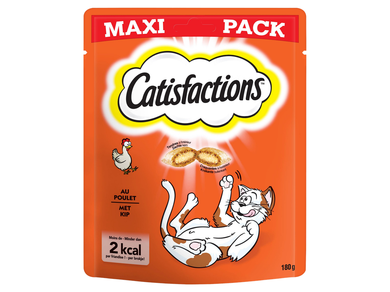 Maxi Pack de friandises pour chats Catisfactions au poulet.