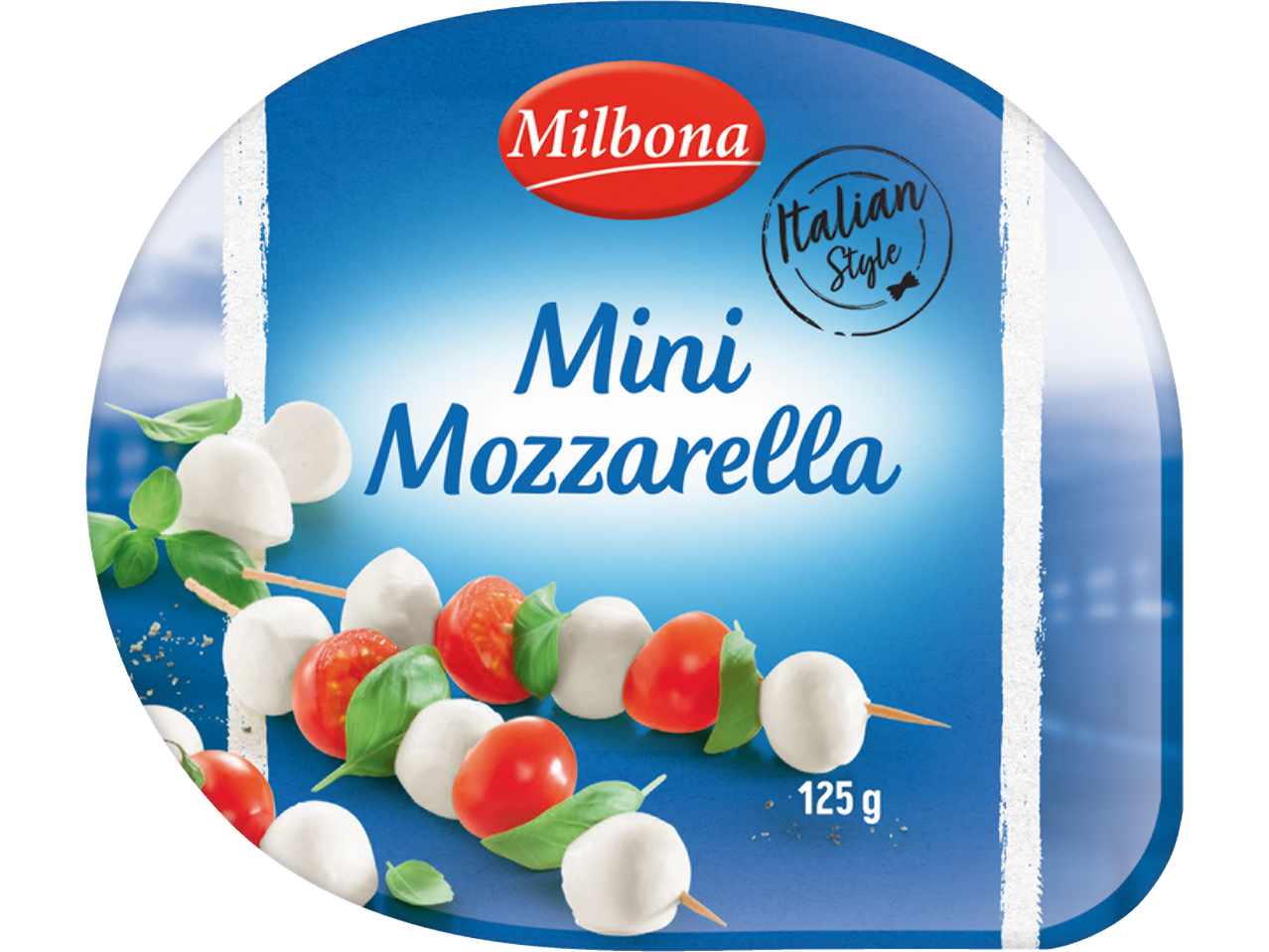 Espetos de mini mozzarella Milbona, estilo italiano.