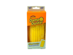 Scrub Daddy Damp Duster in packaging, highlighting ridged design and dust-trapping properties.