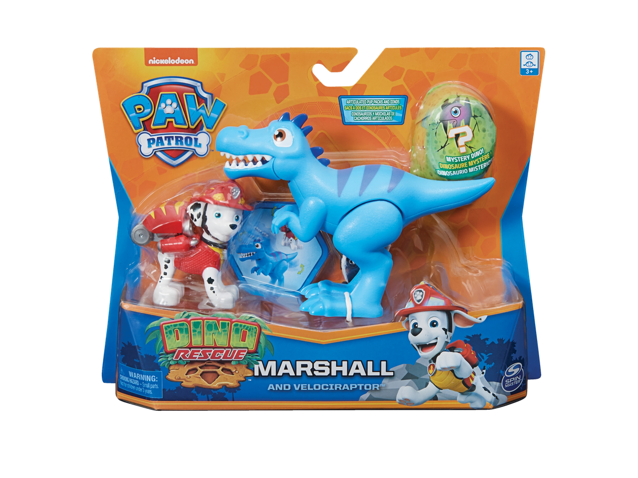 Patrulha Pata Dino Rescue: Marshall e Velociraptor, brinquedo Spin Master.