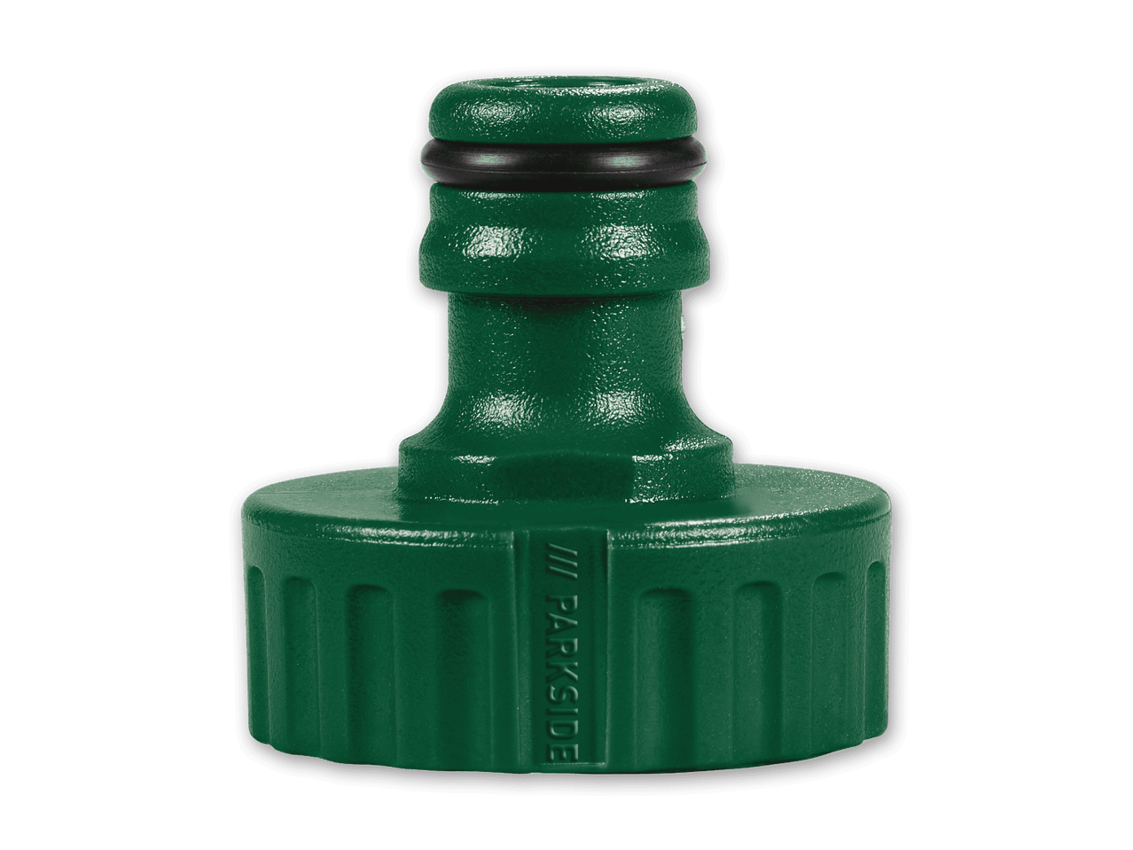 Grüner Schlauchanschluss mit schwarzem Dichtungsring