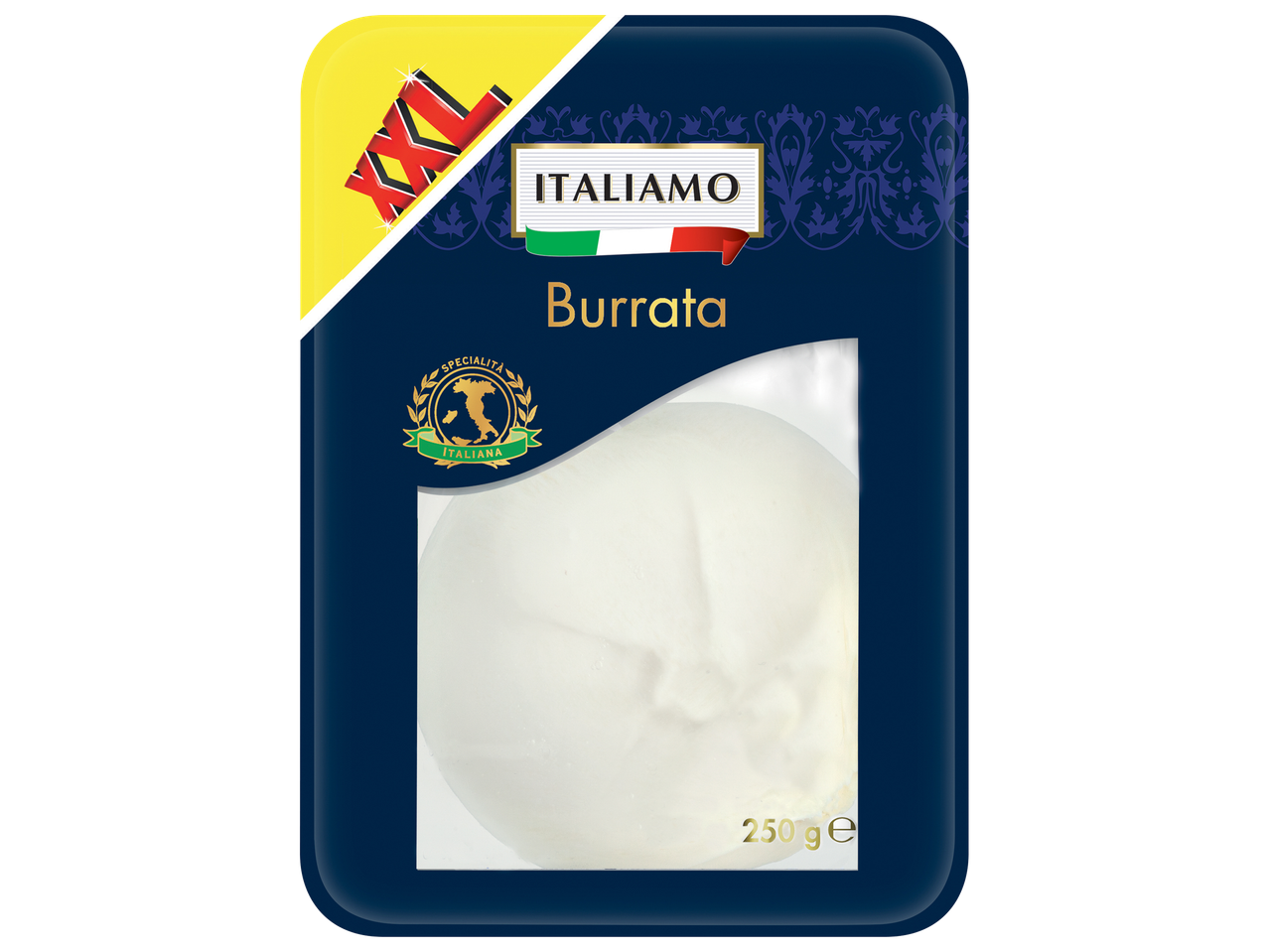 Italiamo Burrata cheese in XXL packaging, 250g.