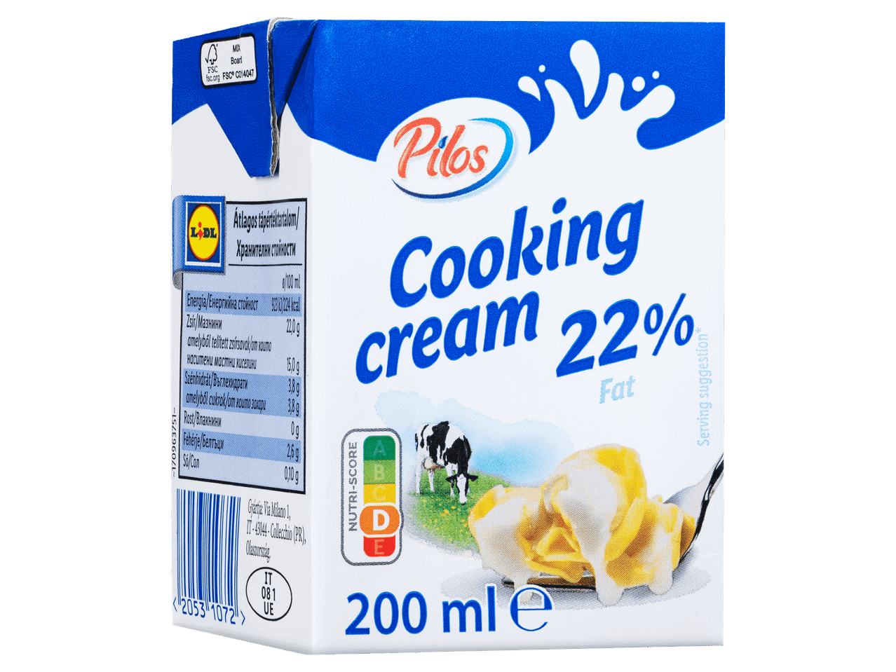 22%-os főzőtejszín 200 ml-es kiszerelésben.