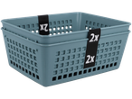 Set od 2 plave plastične košare Jes Collection® za pomoć u kućanstvu.
