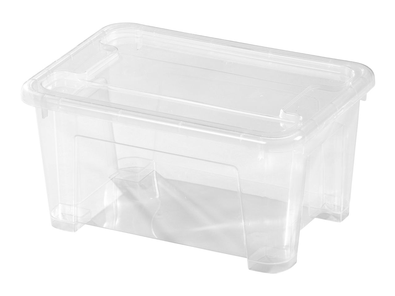 Clear plastic storage box with lid