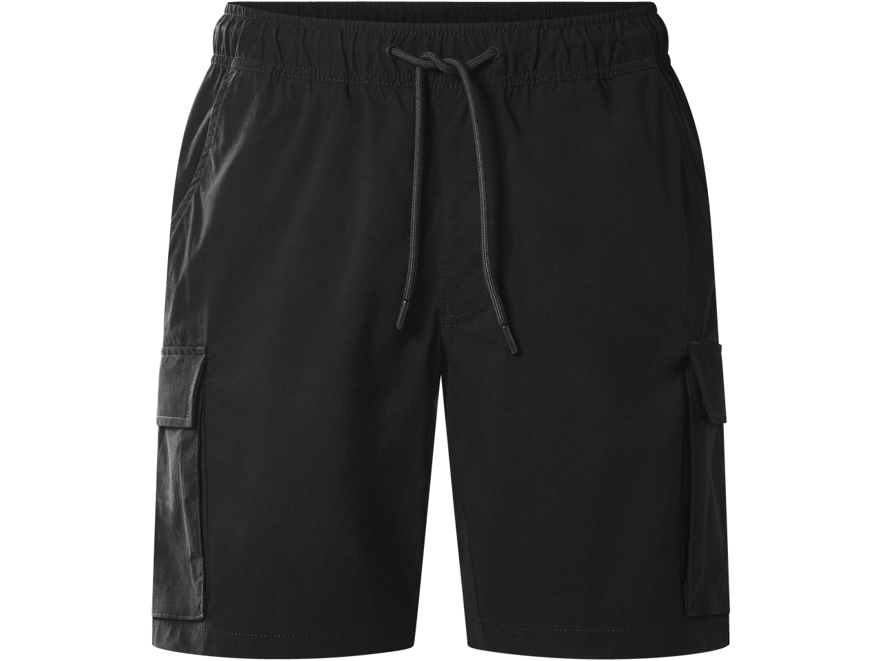 ESMARA MEN crne cargo bermude s elastičnim pojasom i vezicom.