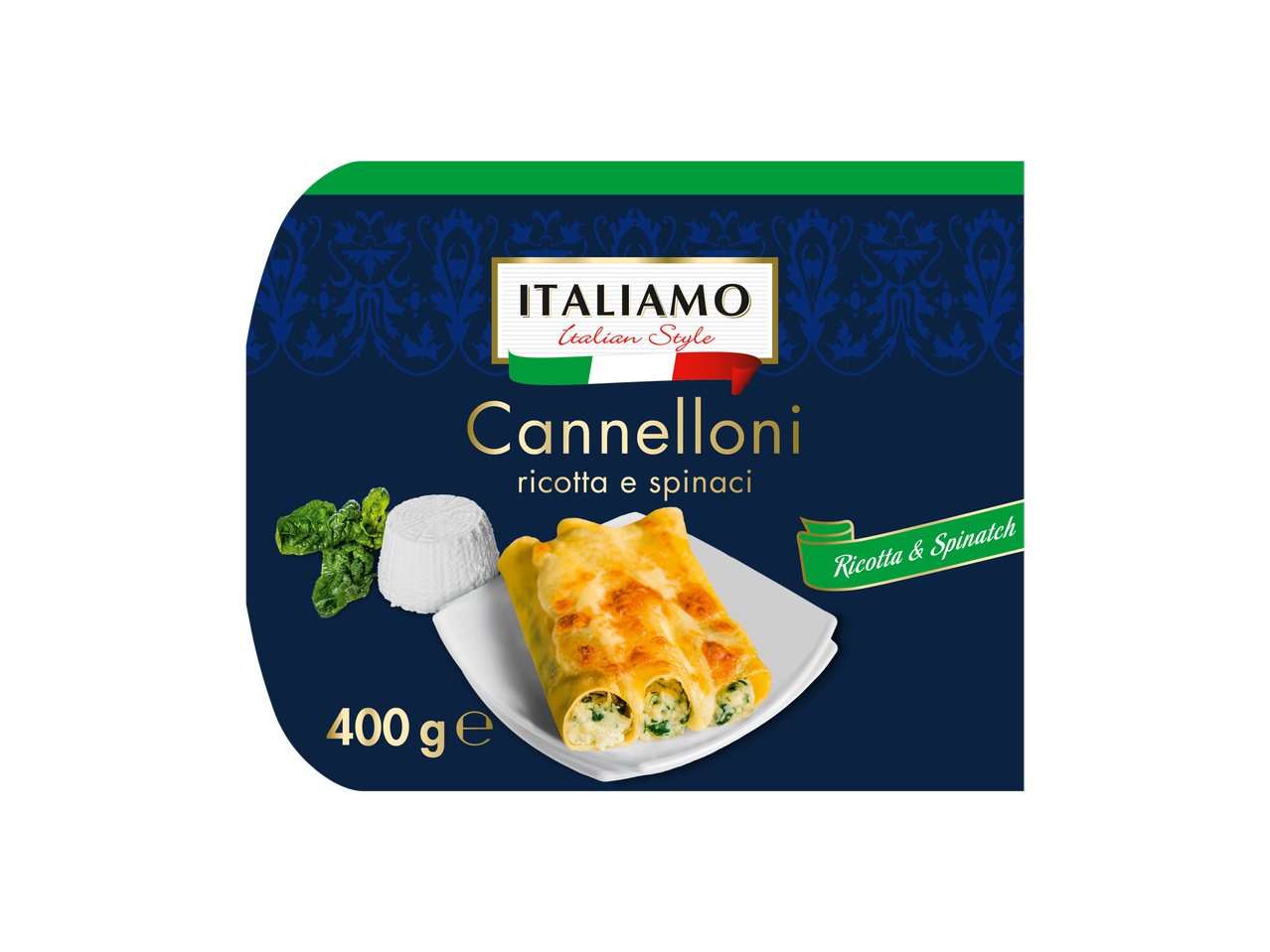 ITALIAMO Cannelloni com ricota e espinafre, 400g.