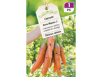A bunch of carrots with a tag indicating 'Rote Riesen 2' variety, suitable for storage.