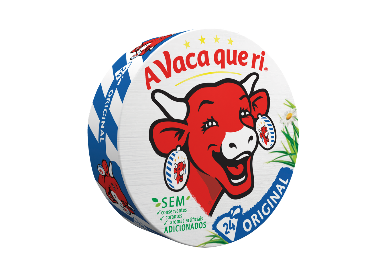 Queijo A Vaca Que Ri Original em formato redondo.