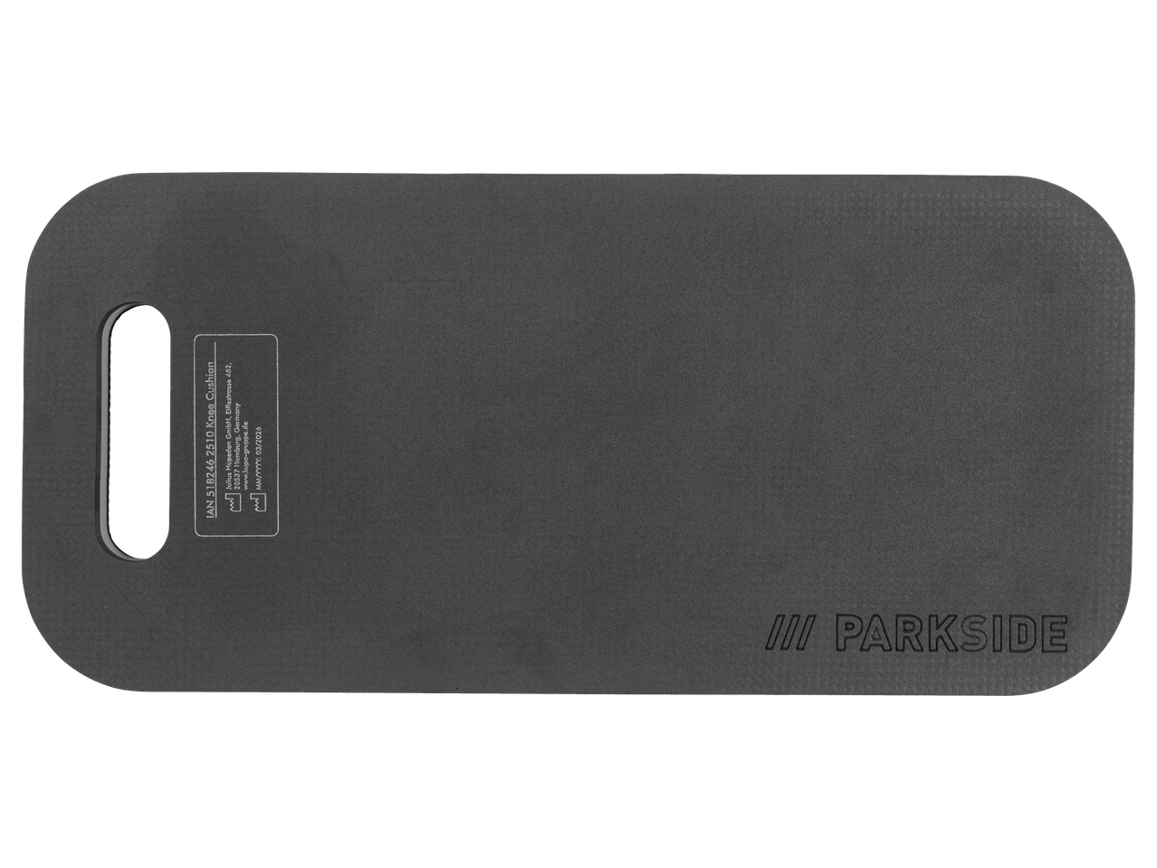 PARKSIDE kelio pagalvėlė su produkto informacija ir prekės ženklo logotipu