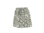 Minissaia ESMARA com estampado floral verde-oliva e branco.