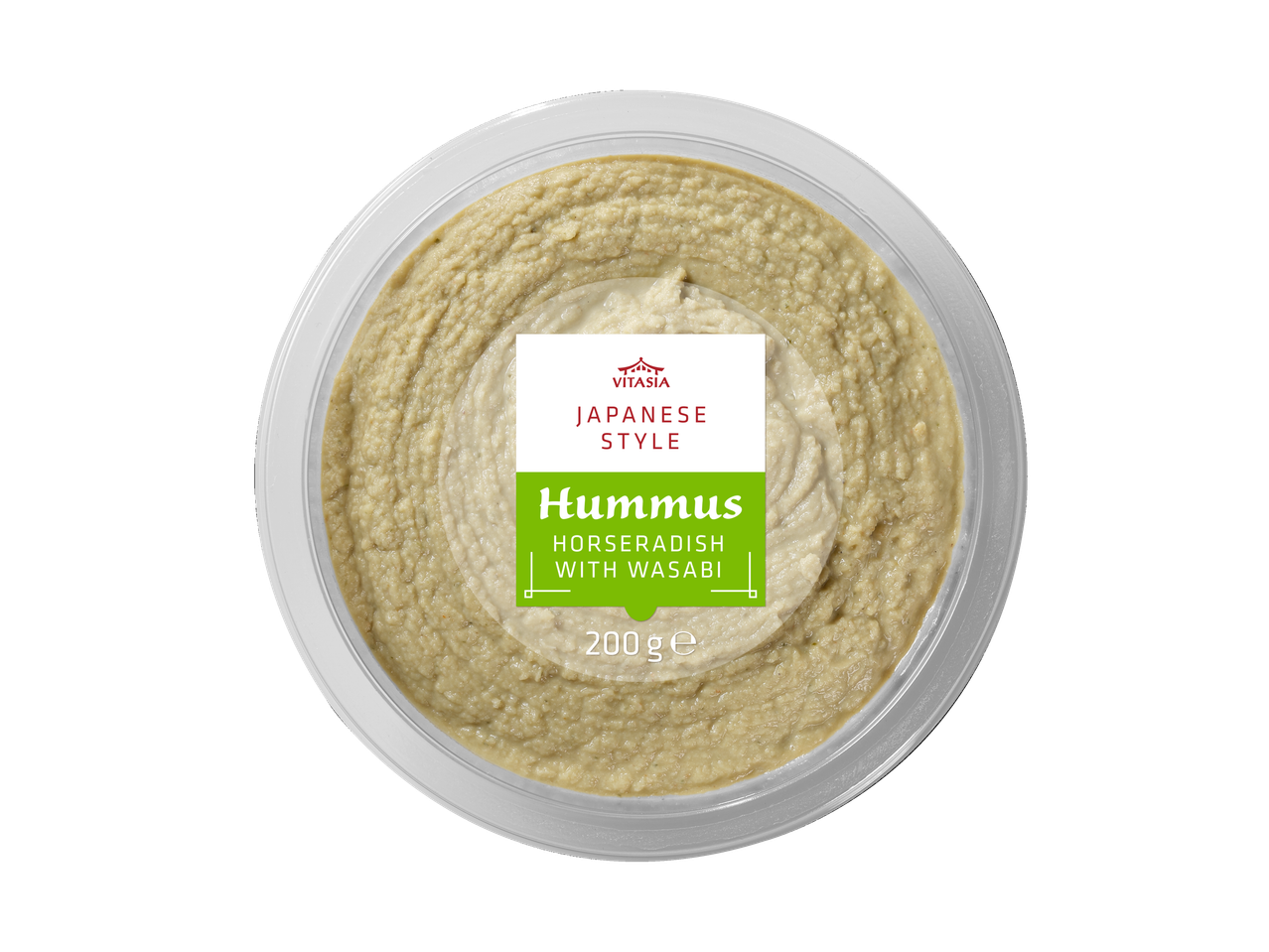 Vitasia Japānas stila humuss, 200g, ar mārrutkiem un vasabi.