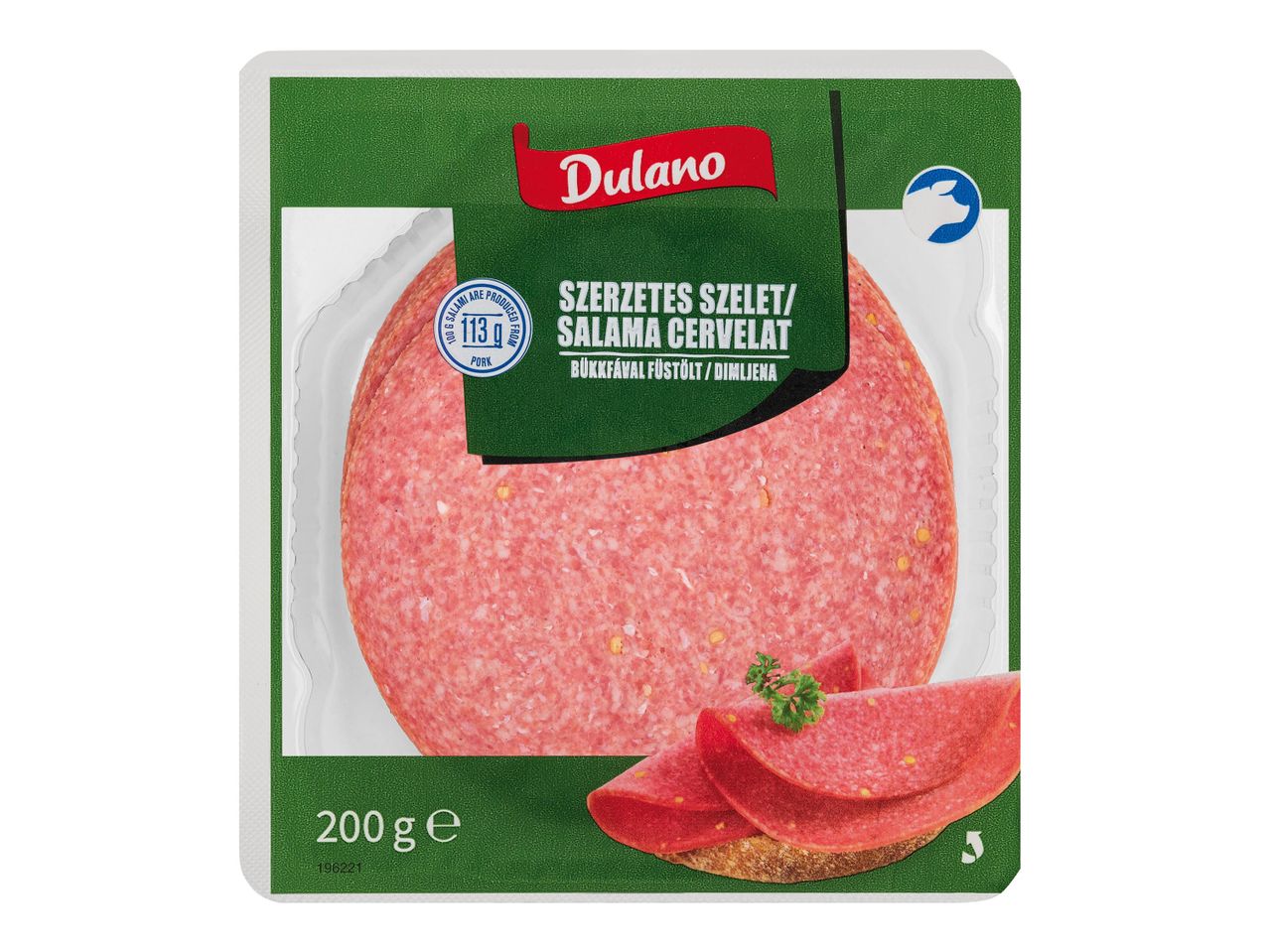 Dalma márka vékony szeletelt szalámi 200g-os csomagolásban.
