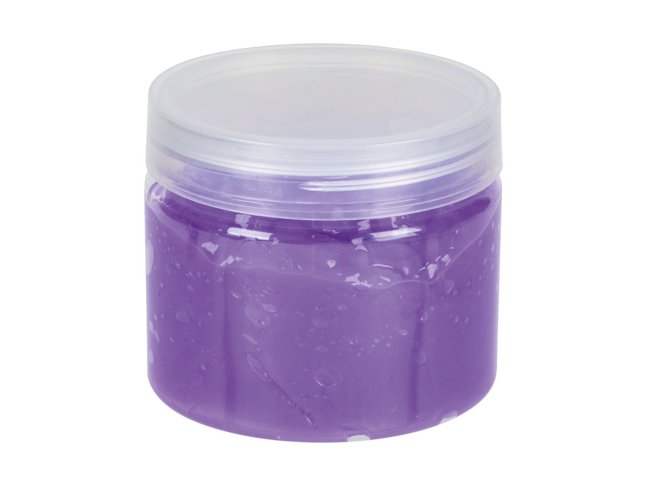 A small jar of purple gel with a clear lid.