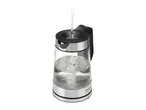 SilverCrest glass kettle being filled with water, showing bubbles and water level markings