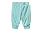 Light blue baby sweatpants with white side stripes.