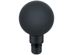 Black spherical attachment for a massager.