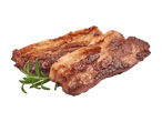 Zwei gegrillte Schweinebauchscheiben mit Rosmarin.