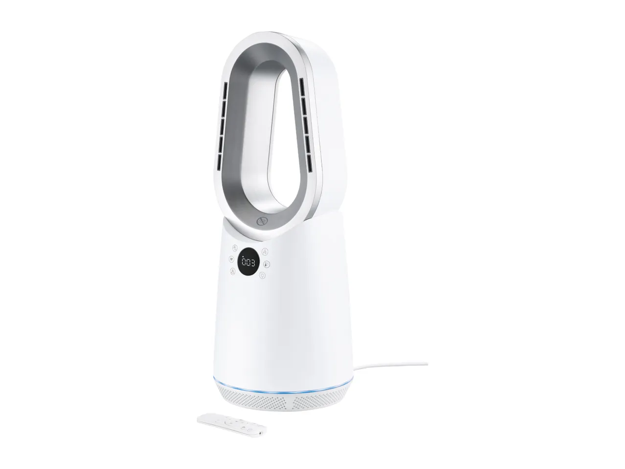 Bladeless fan heater with remote control