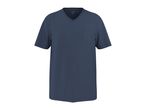 Dark blue men's V-neck t-shirt with a chest pocket
