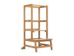 Wooden learning tower with adjustable platform for children