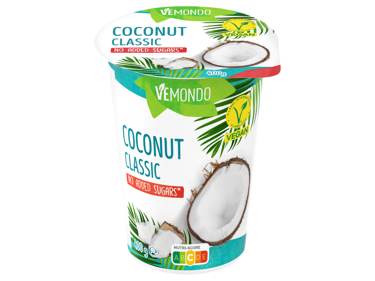 Iogurte de coco vegano Vemondo Classic, sem açúcares adicionados.