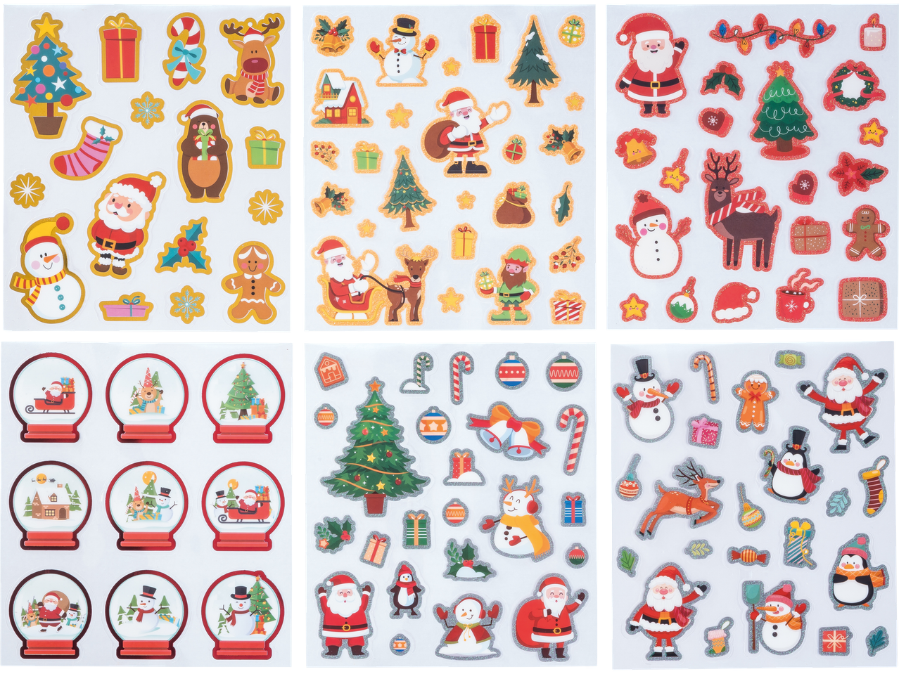 Crelando® Ziemassvētku uzlīmju komplekts ar Ziemassvētku vecīti, ziemeļbriežiem un sniegavīriem.