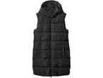Gilet lungo imbottito nero con cappuccio e cerniera