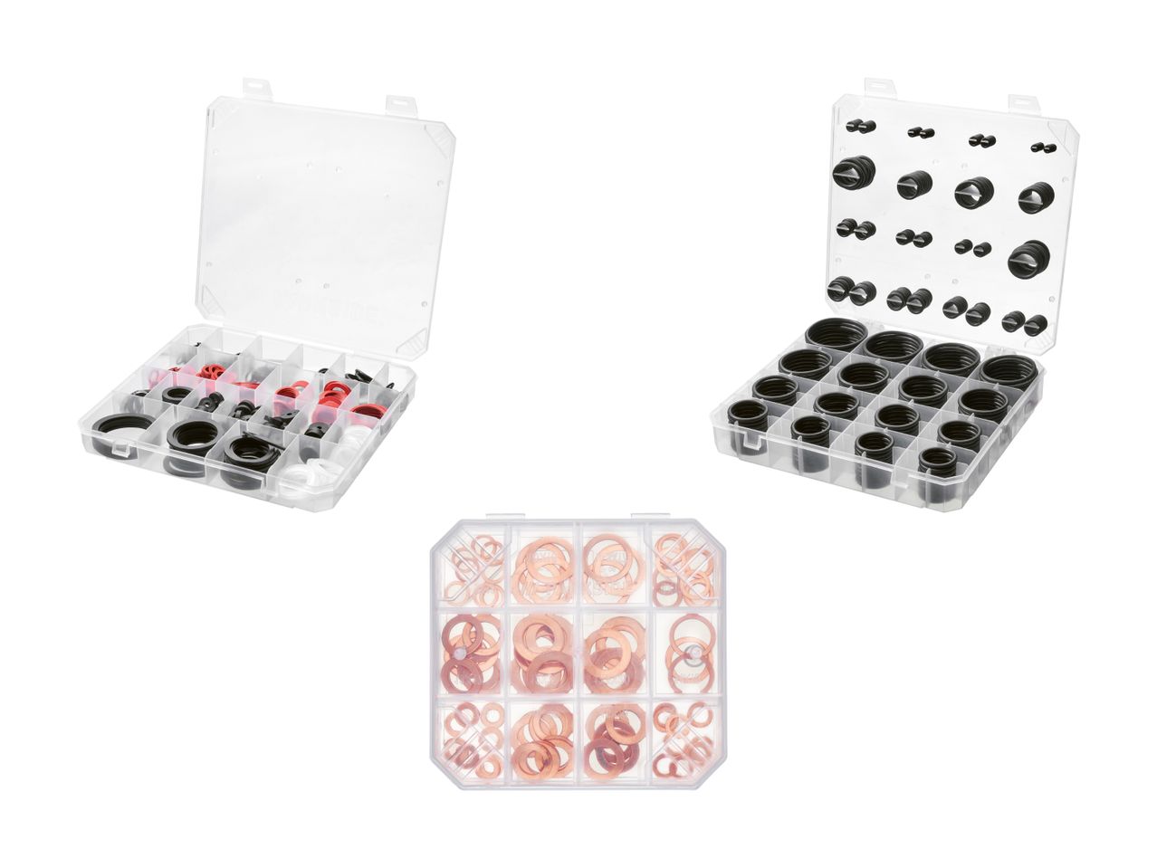 Transparente Aufbewahrungsboxen für kleine Gegenstände, perfekt für Schmuck oder Bastelbedarf.