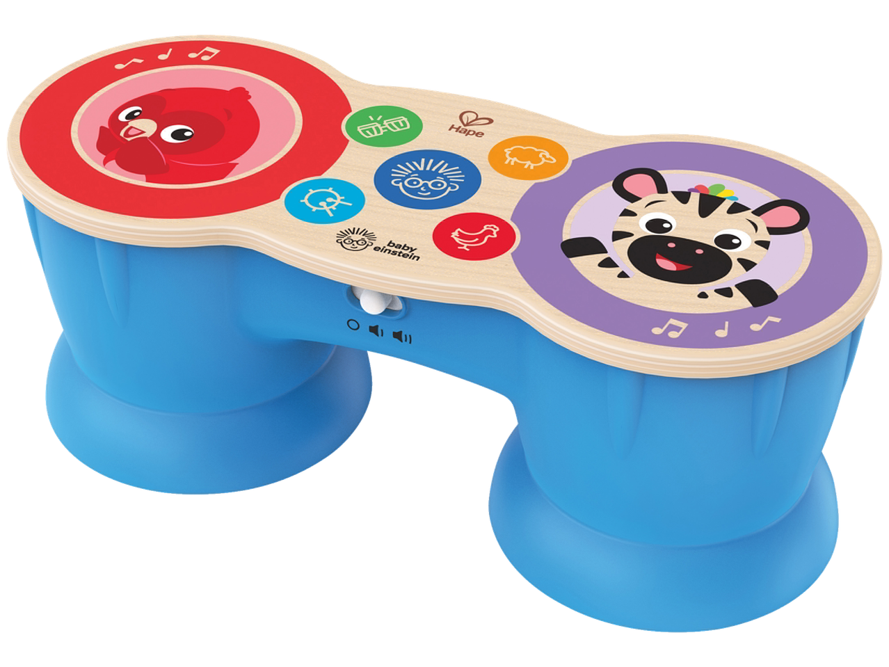 Baby Einstein Hape muzikinis žaislas su būgnais, gyvūnais ir spalvotais mygtukais.